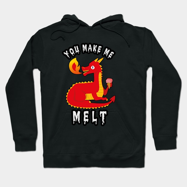 🐲 "You Make Me Melt" Cute Fire-Breathing Dragon Hoodie by Pixoplanet